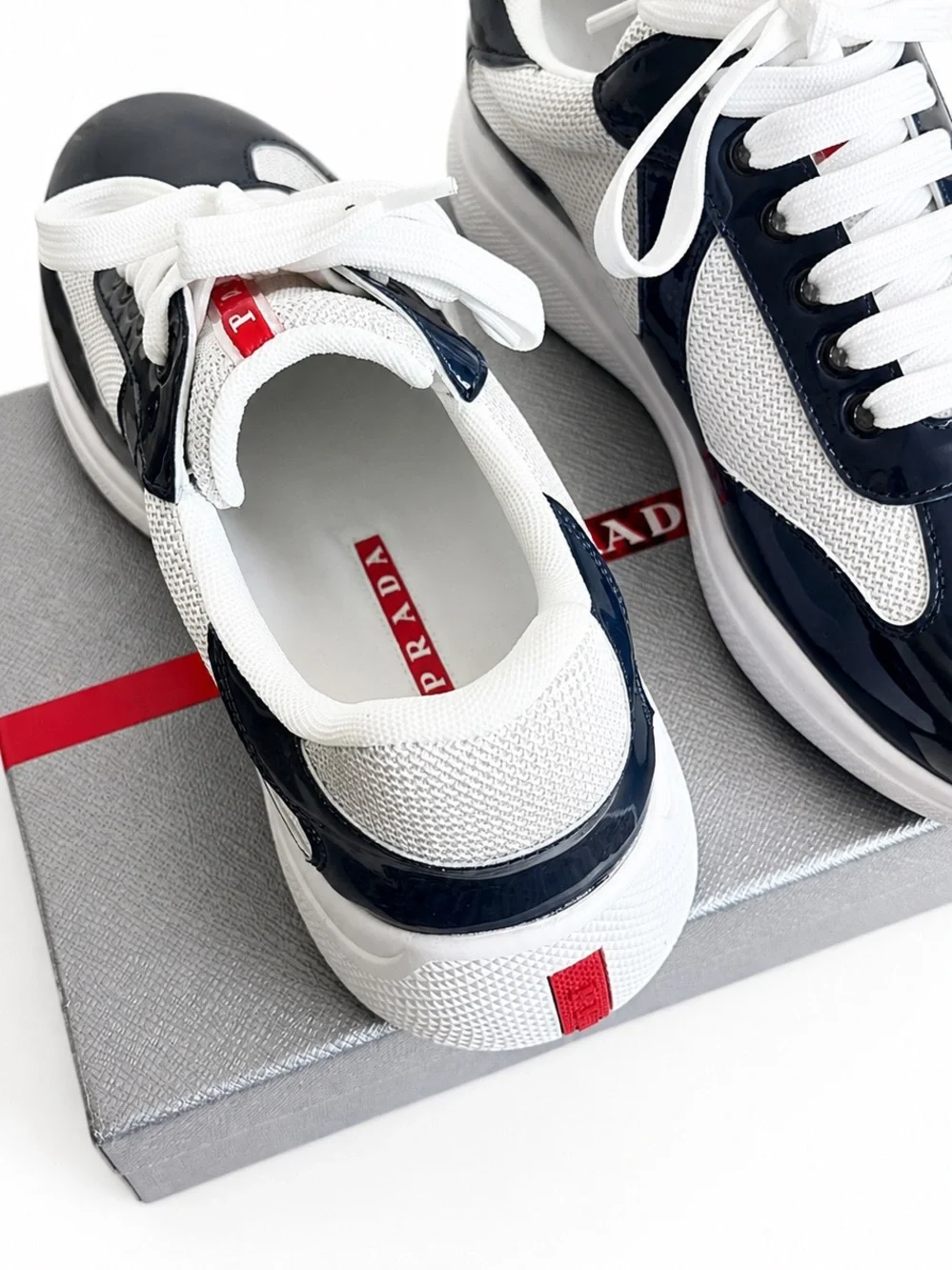 Prada America’s Cup Sneakers Navy and White Low-Top Sneakers